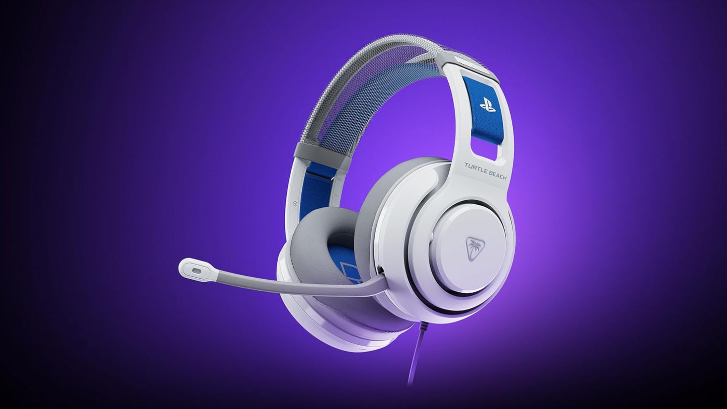 Turtle Beach Atlas 200 Wired Gaming Headset Officially Licensed for PlayStation, PS5, PS4, 50mm Nanoclear Drivers, Flip-to-Mute Mic, Memory Foam Cushions, Floating Headband - White