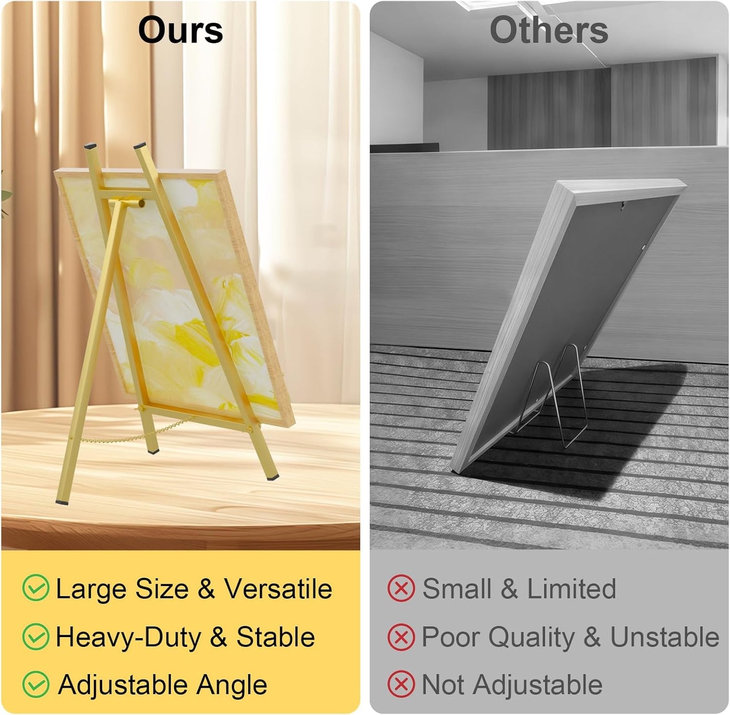 16" Large Metal Tabletop Easel Gold Table Top Easel Picture Stand Mirror Table Top Easels for Display Photo Frame Heavy Duty Plate Art Display Stand for Sign Tabletop Wedding Frame Stands