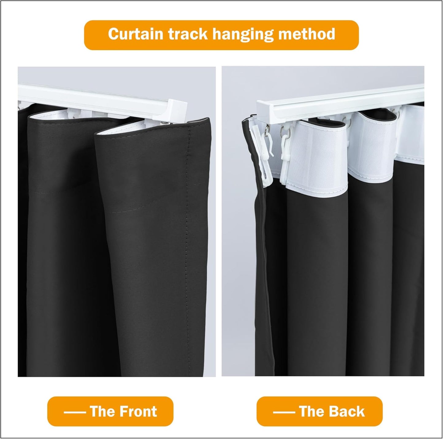 Room Divider Curtains Blackout Floor to Ceiling Curtain with Hook Wall Mount Sliding Door Curtains Ceiling Mount Extra Wide Curtain Wall Divider for Room Separation (Black, W100 x H84 Inch)