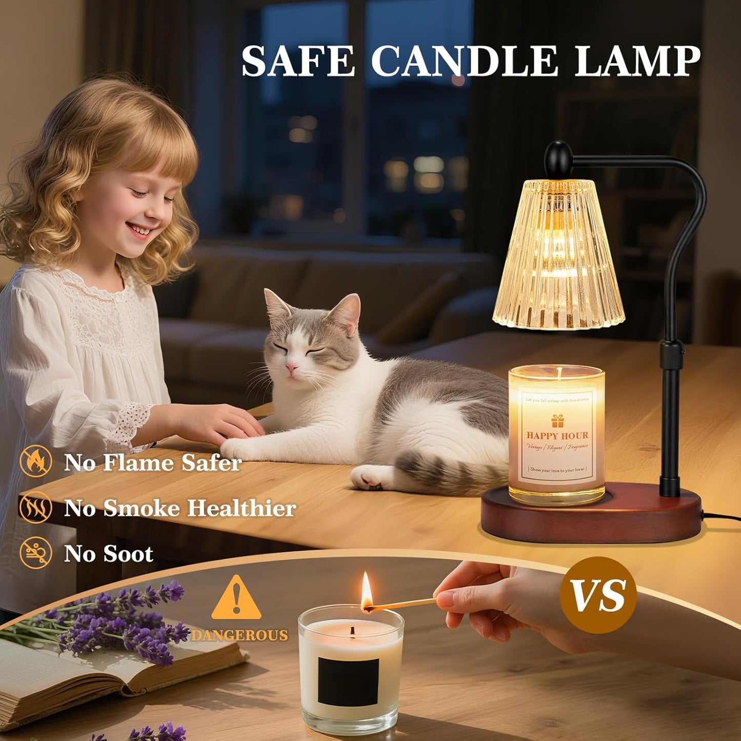 Candle Warmer Lamp, with Timer and Dimmer, Adjustable Height, Christmas Birthday Gifts for Women Mom, House Warming Gifts, Home Decor, Thanksgiving Decorations,Wax Warmer for Scented Jar Candles