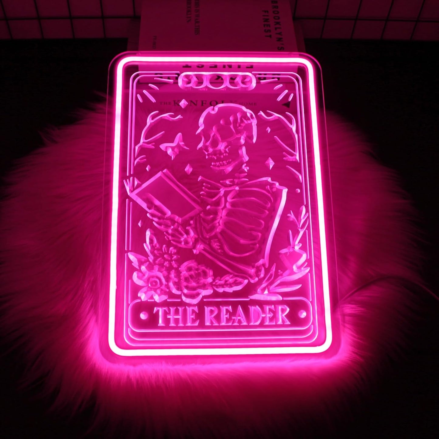 Skeleton Reading Book Neon Sign Led Neon Lights Neon Signs for Wall Decor USB Powered Led Neon Signs for Room Decoration