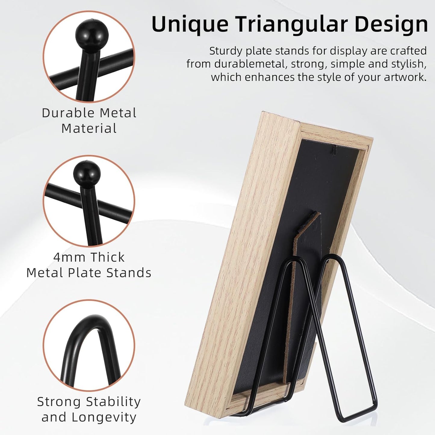 Plate Stands for Display, 18 Pack Metal Black Plate Picture Stand 4.5 Inch Book Picture Holders Easel Book Holder for Display Photo Creation Collectibles Phone on Table Desktop