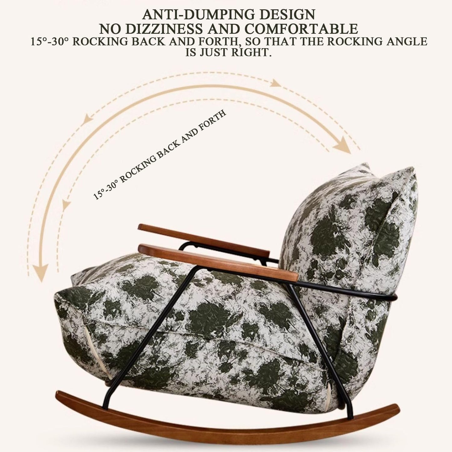 LSLYTQ Retro Adult Rockchairs, Backrest Chair W Footstool, W Large Seat Bag Rocking Chair, Reading Chair, Reclin, Deck Chair, Bedroom Living Room Balcony Trace Sun Loung,E