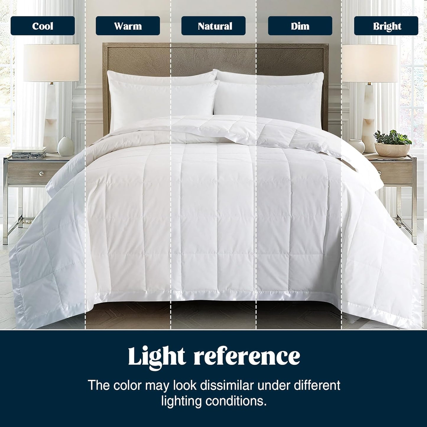 puredown® Blankets Queen Size - Soft Lightweight Down Blanket for Bed, Cozy Warm Luxury Bed Blanket with Satin Trim, White (90"X90")