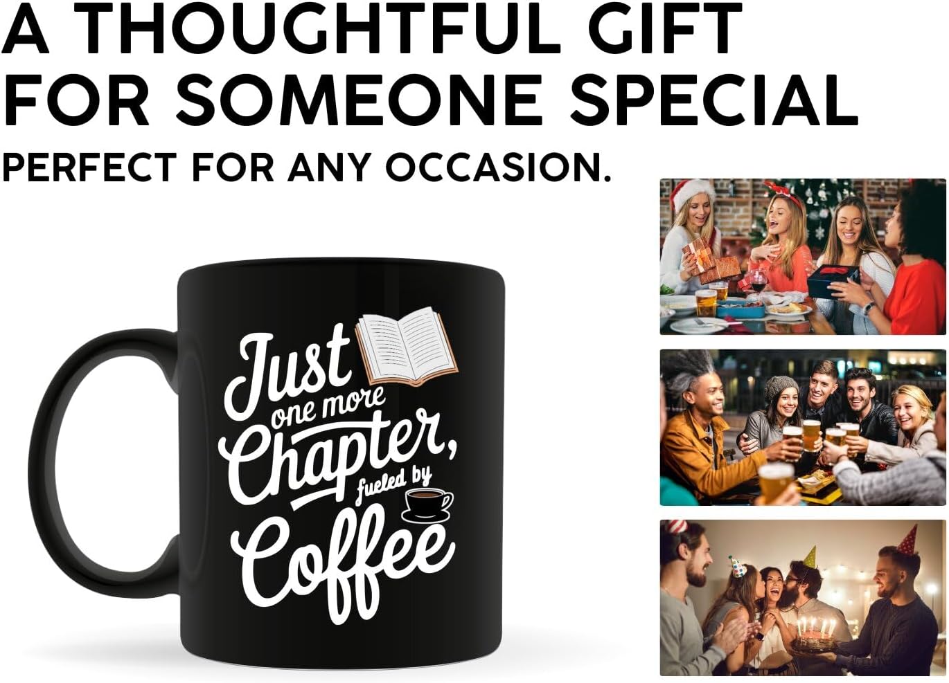 Book Lovers Coffee Mug 11oz Black -Distracted Books - Gift for Book Club Bookworm Bookish Reading Nerdy Avid Readers Women