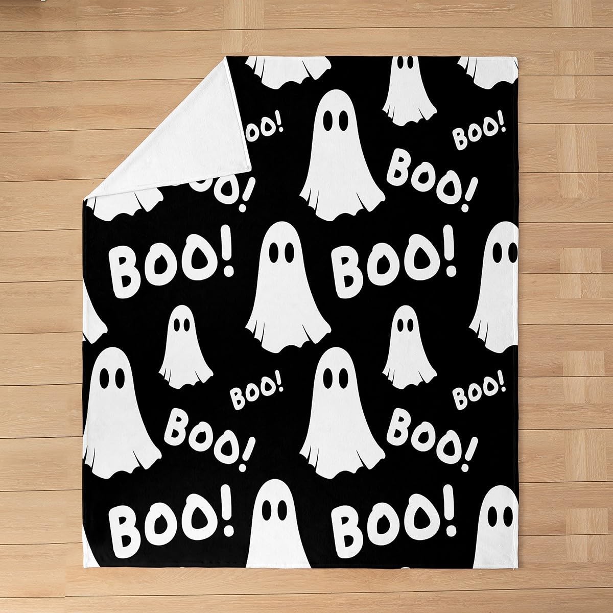 Castle Fairy Funny Ghost Flannel Fleece Blanket Throw Size,Super Soft Cozy Happy Halloween Theme Plush Blankets,Lightweight Microfiber Black White Throw Blanket for Couch Sofa Bed,50x60 Inches