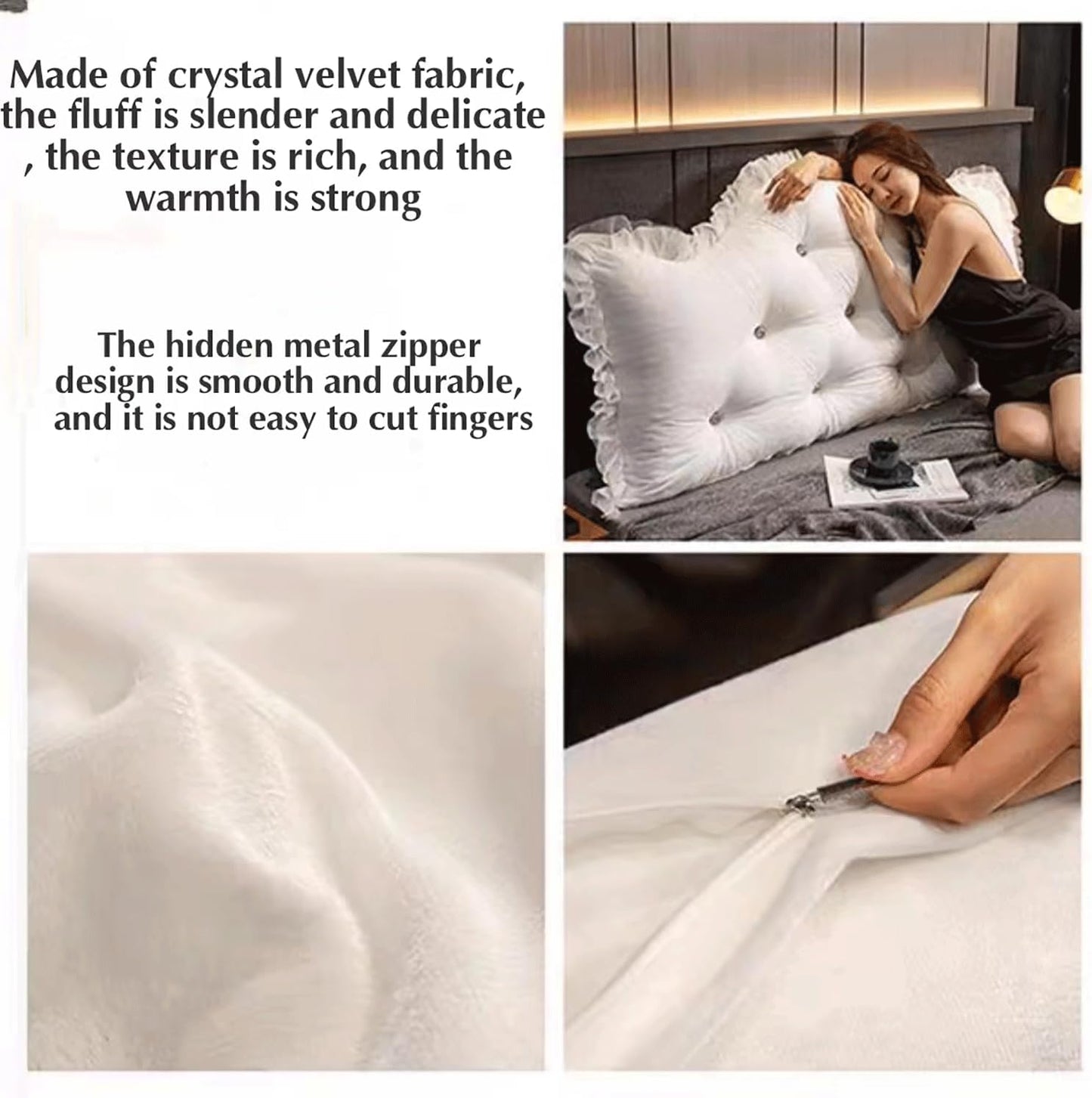 Large Headboard Backrest Reading Pillow Positioning Support Wedge Pillow for Bed Bolster Sofa Removable(Size:79"/200cm,Color:C)