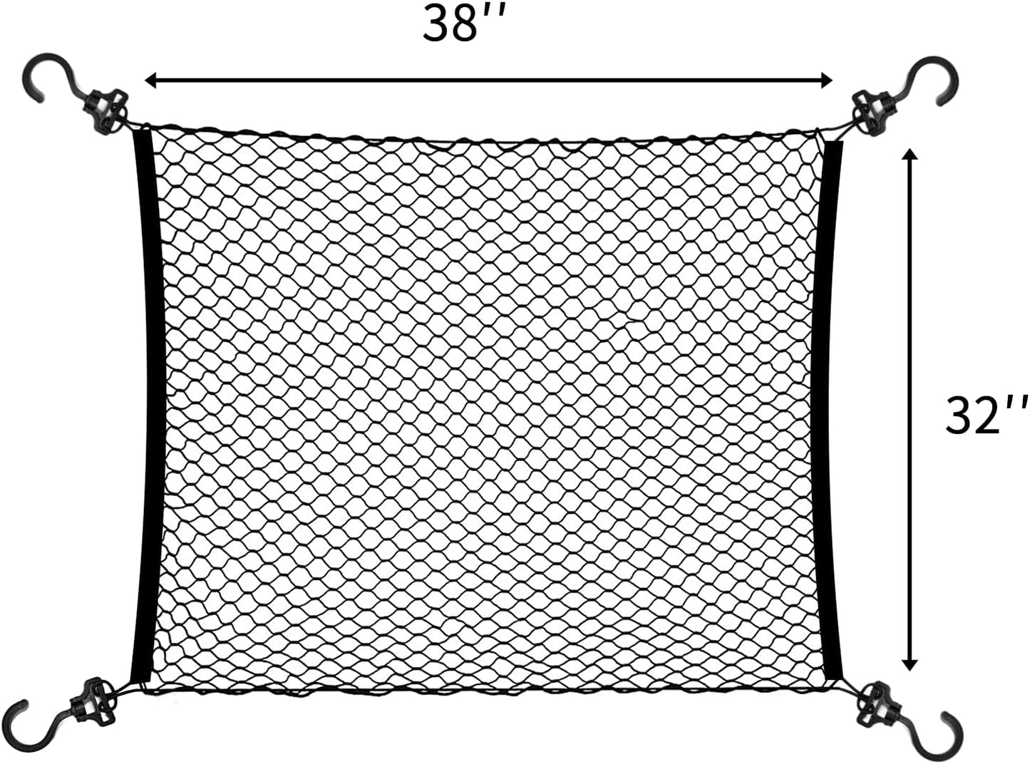 Cargo Net for Beach Cart, Car Cargo Nets for Utility Folding Wagon, Garden Cart, Folding Trolley Cart with Storage Bag, Made of Heavy Duty Nylon Net / 38"X32"