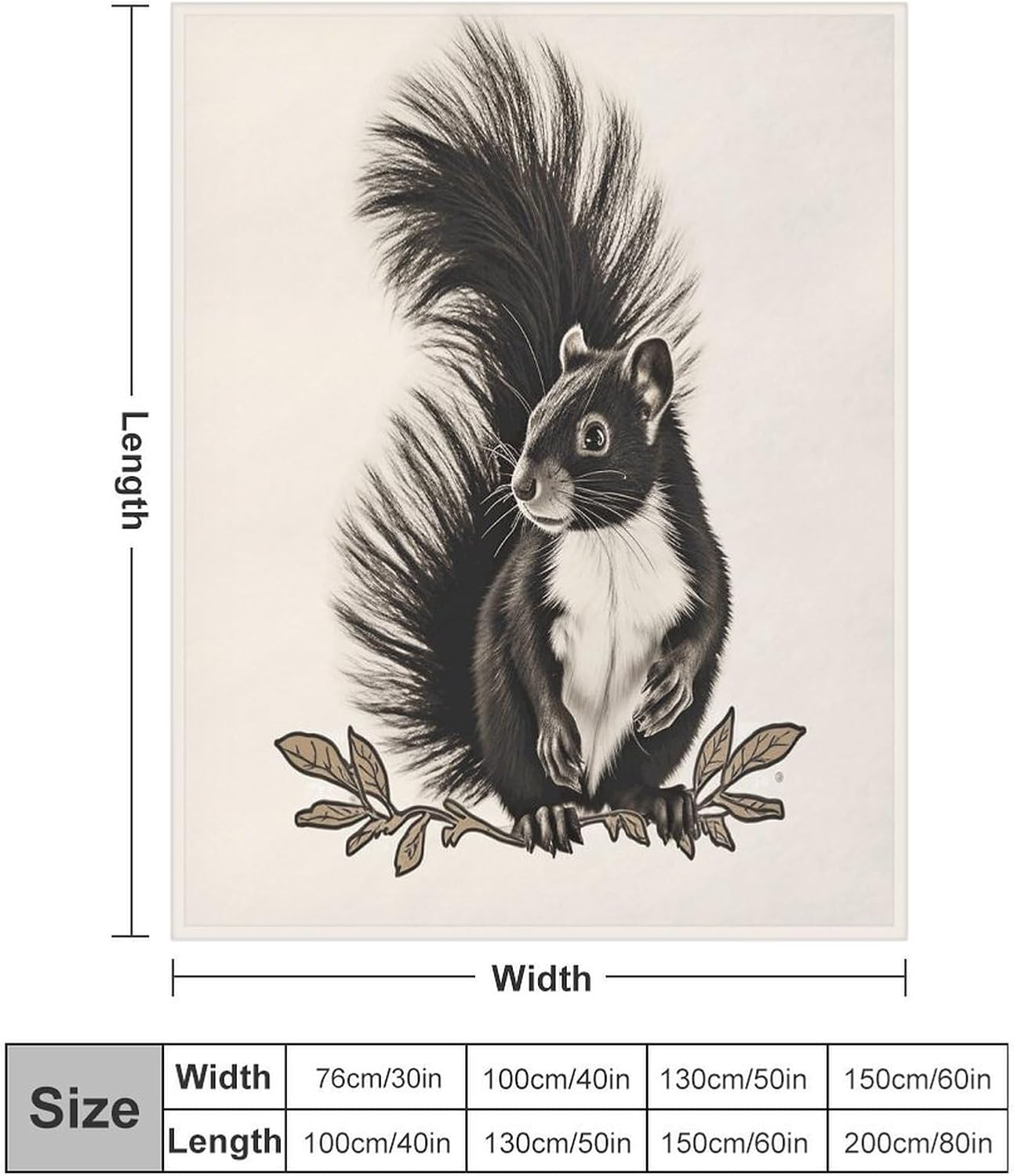 Skunk Throw Blanket for Couch Super Soft Warm Lightweight Throw Blankets Cozy Flannel Bed Blanket Cute Decorative Blankets for All Seasons Home Decor Gift 30"*40"（76 * 100cm）