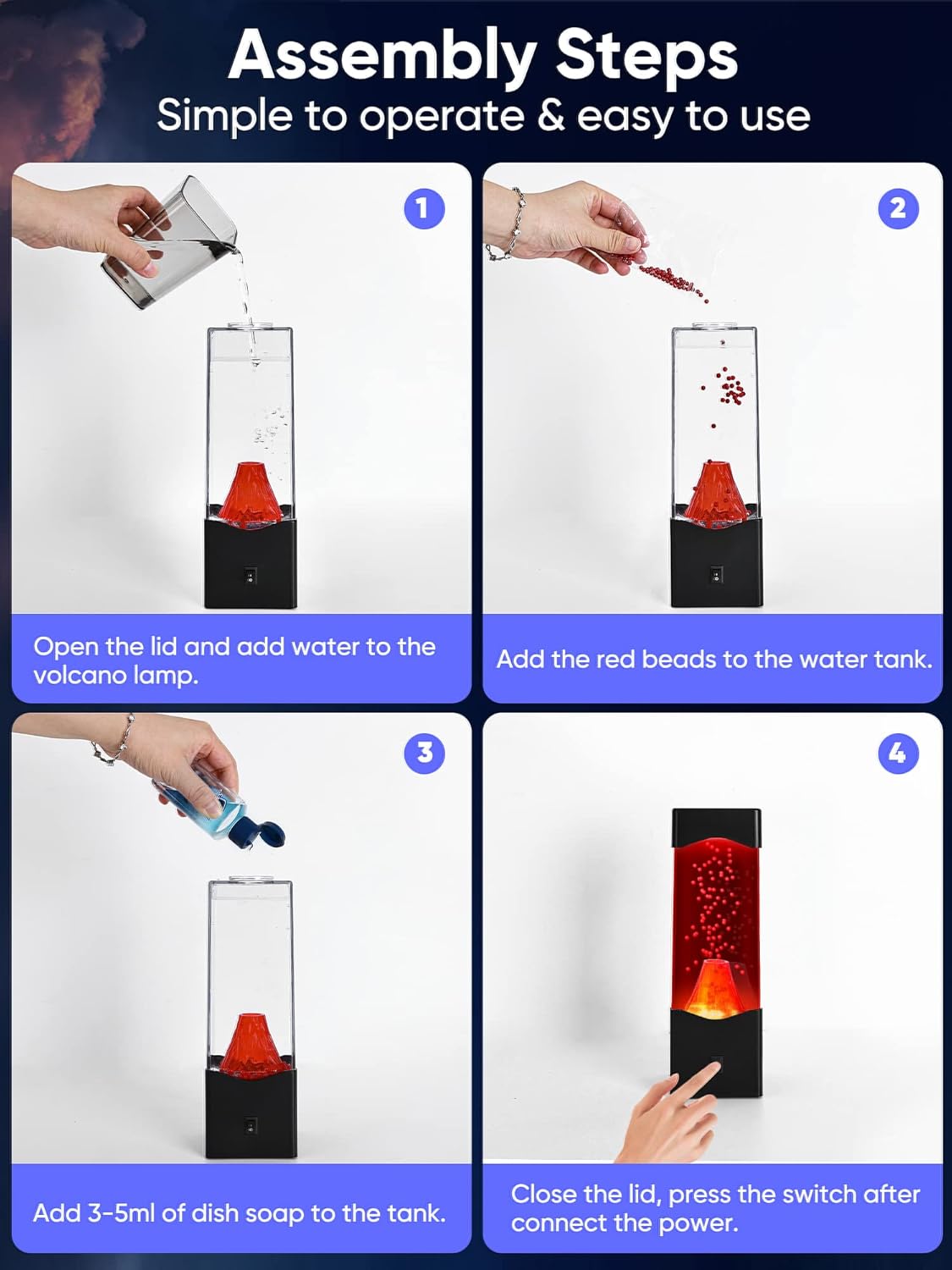 Night Light for Kids,USB Powered Volcano Lamps,Relaxing Nightlight for Kids & Adults,Room Office Desktop Volcano Decoration Mood Night Light, Novelty Gifts for Adults Boys Girls