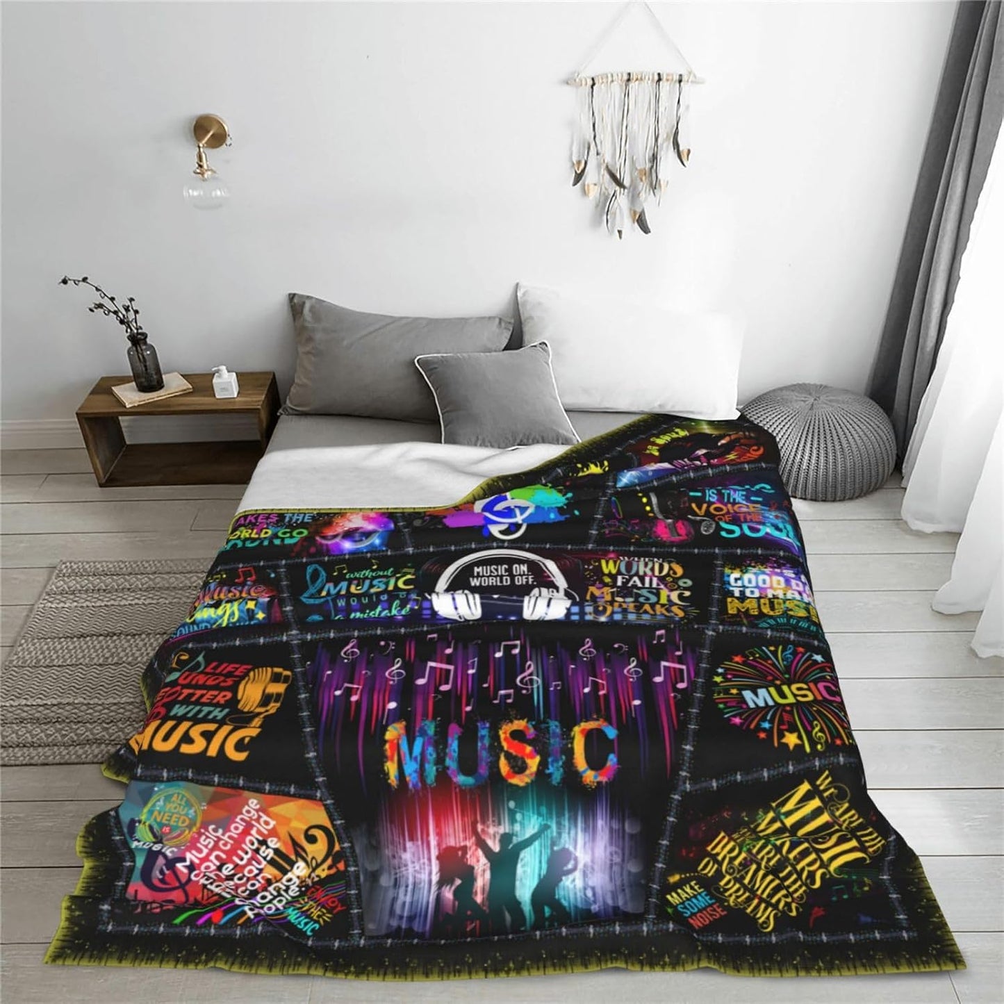 Music Note Blanket Gifts for Men Women Boys Girls Birthday Christmas Valentine Gift Colorful Musical Theme Decor Bedroom Living Room Couch Bed Sofa Soft Cozy Kids Adults Teen Flannel Throws 50"x40"