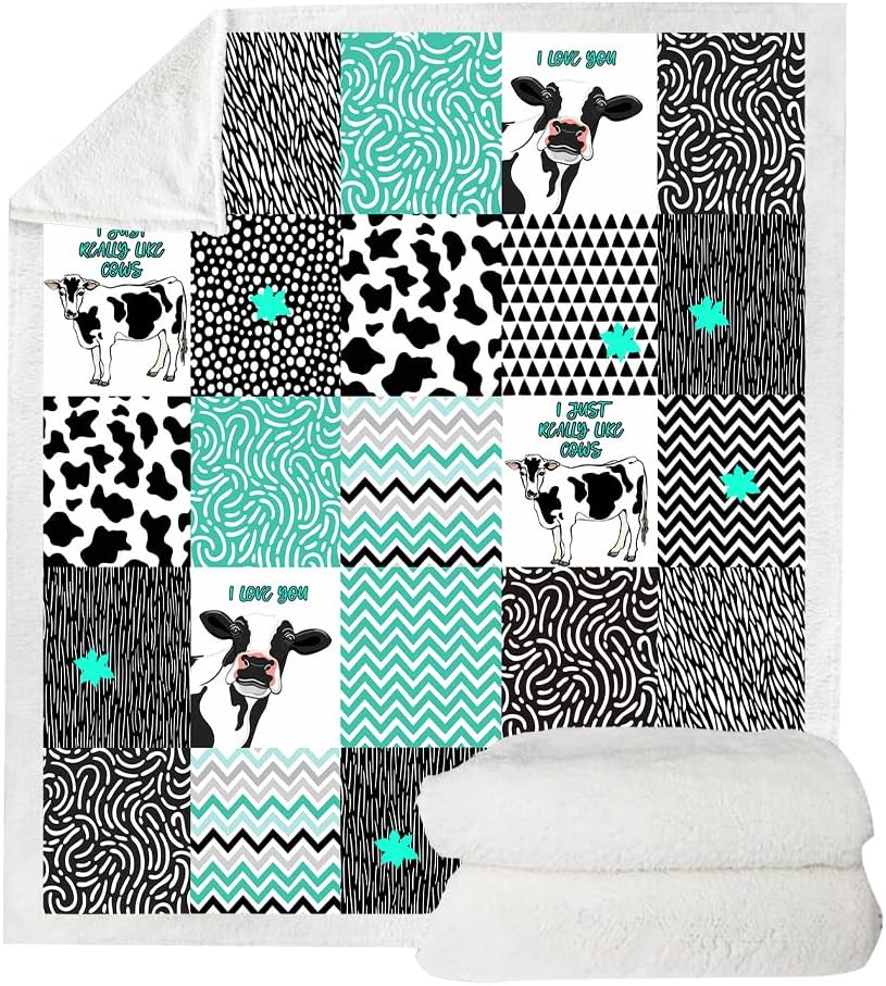 Cow Decor Bedding Throw - Soft Print Queen Size Blanket for Girls & Women - Valentine's Day Gift - 60"x80" (cow3)