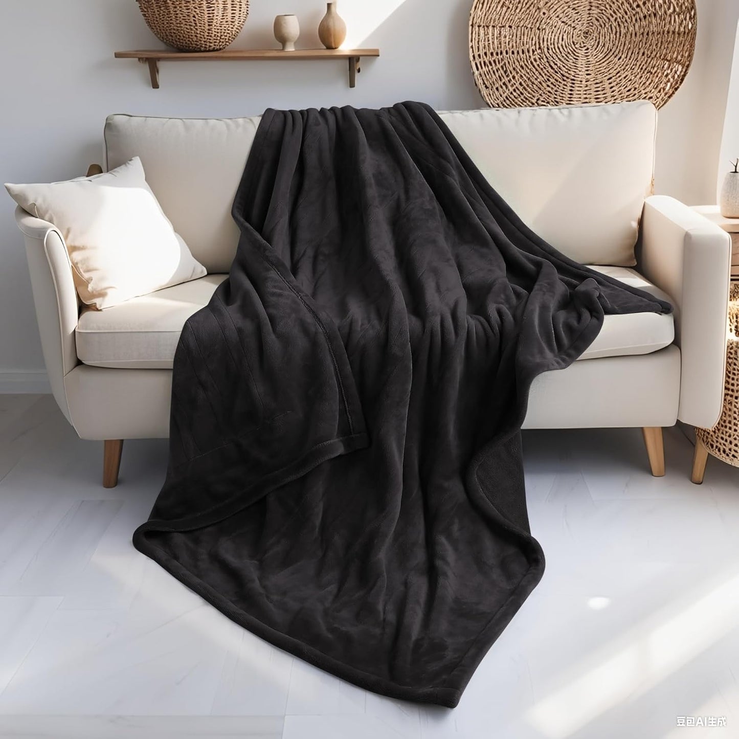 Electric Heated Blanket 50"x60" Throw Size Flannel Heated Blanket, Cozy & Warm for All Night, 5 Heat Settings & 3 Hours Auto Off, Machine Washable, Iron Grey