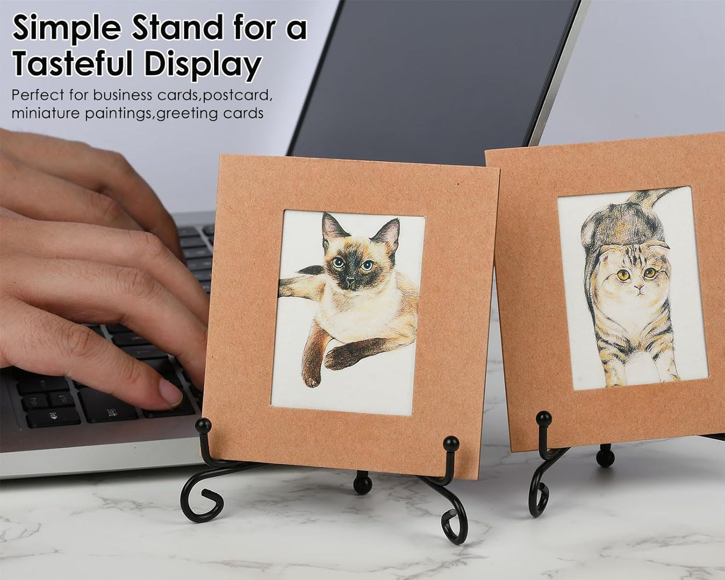 DS. DISTINCTIVE STYLE 6-Piece Metal Tabletop Display Stands - 3 Sizes (4, 6, 8 Inch) Black Picture Frame Holder for Plates, Paintings, Books, etc.