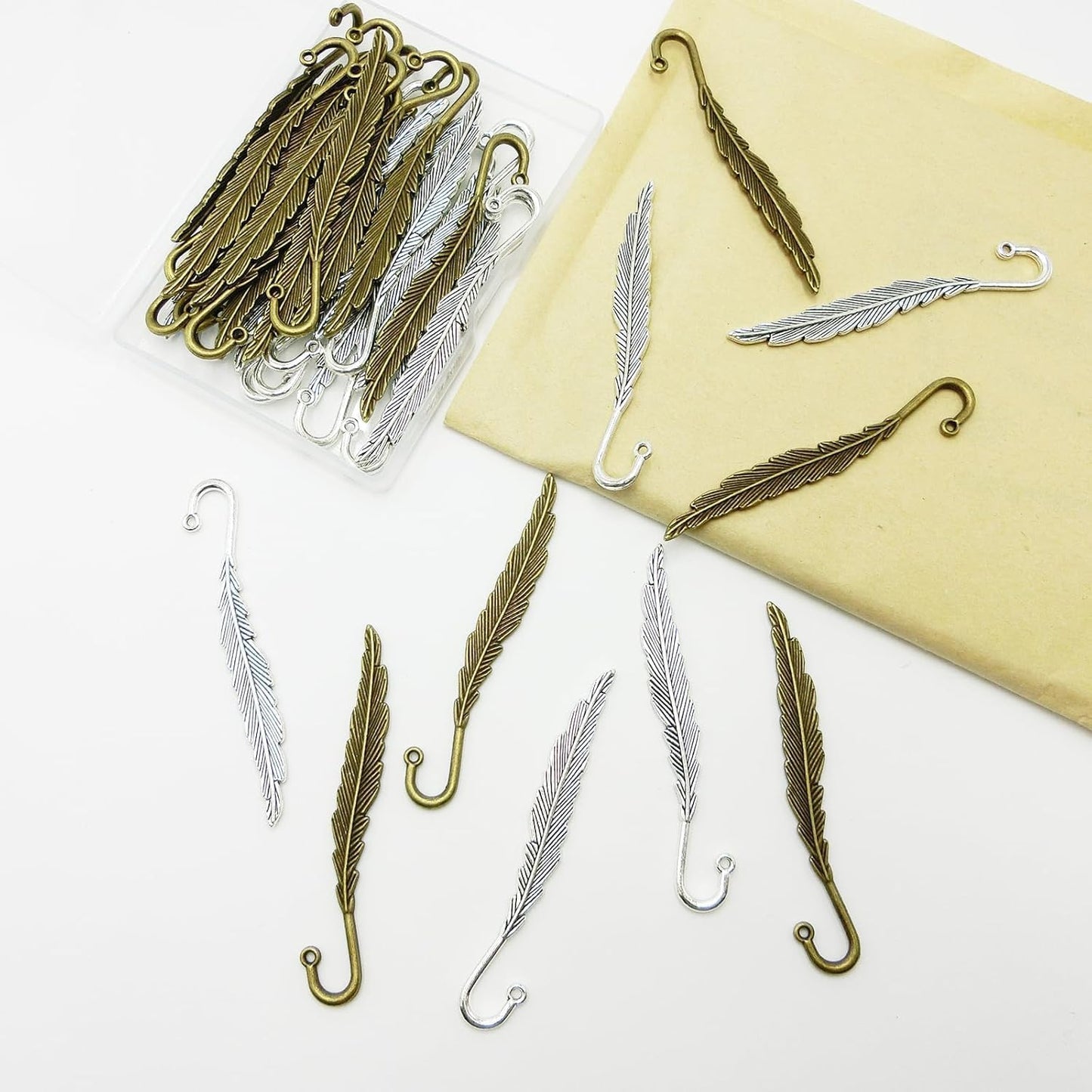 misppro 130 Pieces Assorted Metal Bookmarks Book Mark with Hook Beading Jewelry Findings DIY Crafts Antique Bronze, Tibetan Silver, Red Brass, Gold Colors