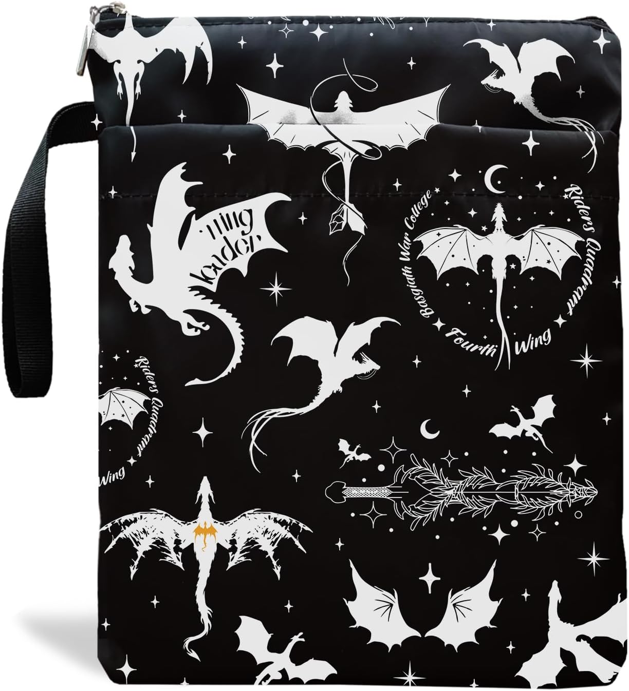 Romantasy Dark Academia Dragons Book Sleeve, Fantasy Novel Reader Gift, Bookish Gifts, Book Inspired Gift, Paperback Protector Book Cover Dragons Lovers Book Gifts (Basgiath War College-Black)