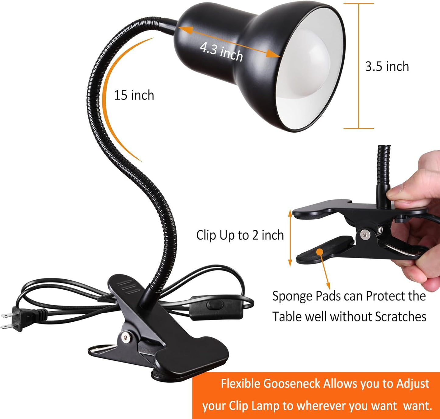 Clip on Desk Lamp, 360° Rotating Ggooseneck Lamp, Ring Light, Revolutionary Eye-Caring Desk Lamp, Portable Clip-On Reading Light for Bedroom and Office, Study Clamp - The Ideal Home Lighting Solution