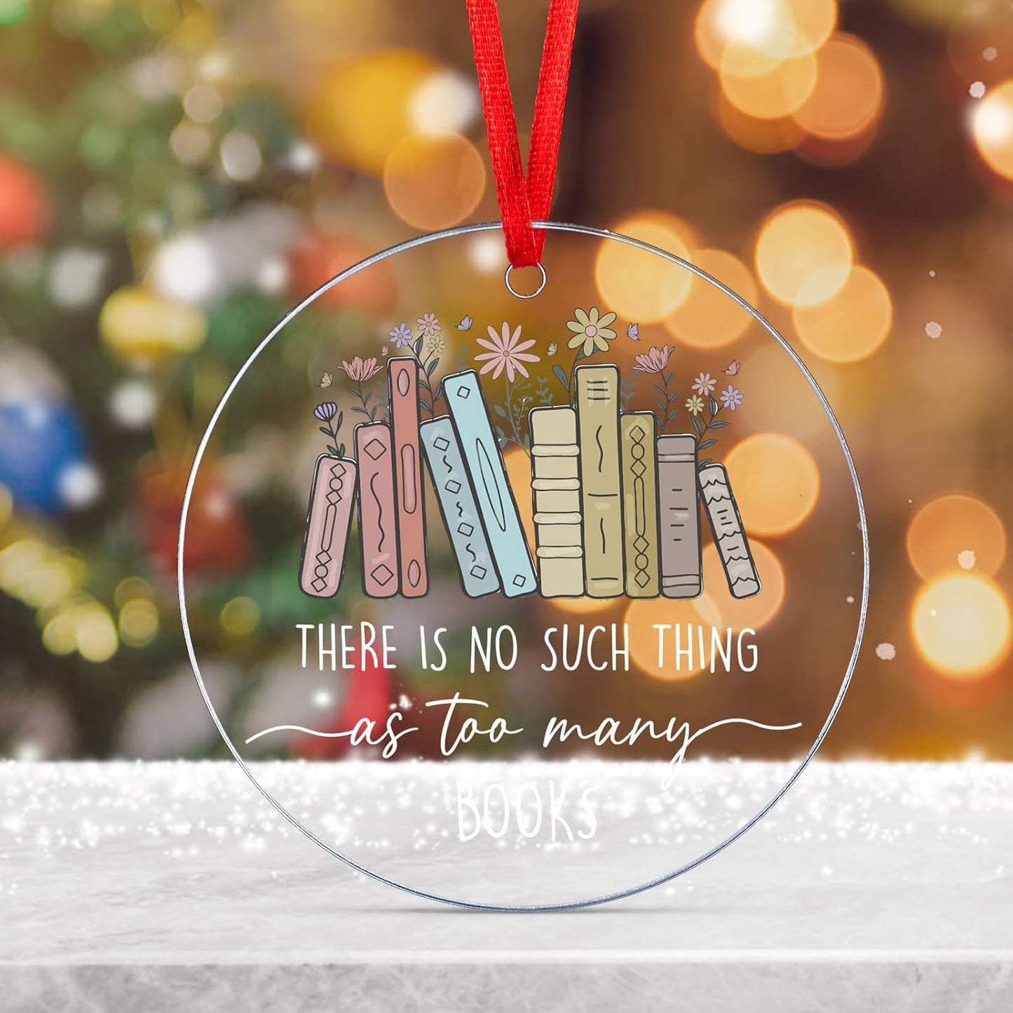 Book Ornaments Gifts 2025 - Christmas Ornaments Gifts for Books Lovers, Women, Readers, Bookworm - Just One More Chapter Ornament Gift for Christmas Tree - Cute Bookish Decoration Gift