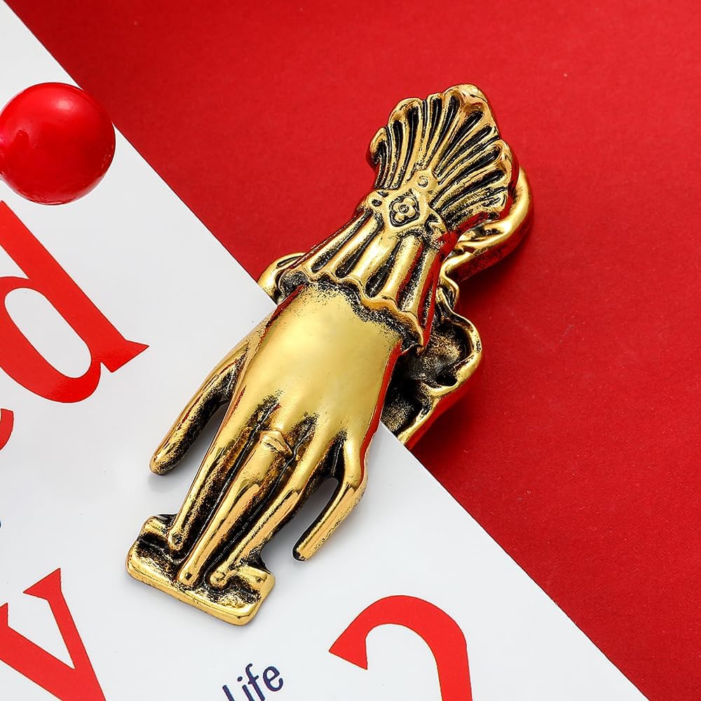 Vintage Hand Clip Metal Bookmark Holder for Woman Teenage Girl- Symbol of Wealth and Good Luck for Noblewoman's Hand, Book Marker, Reading Accessory, Valuable Book Clip (Dark Gold)