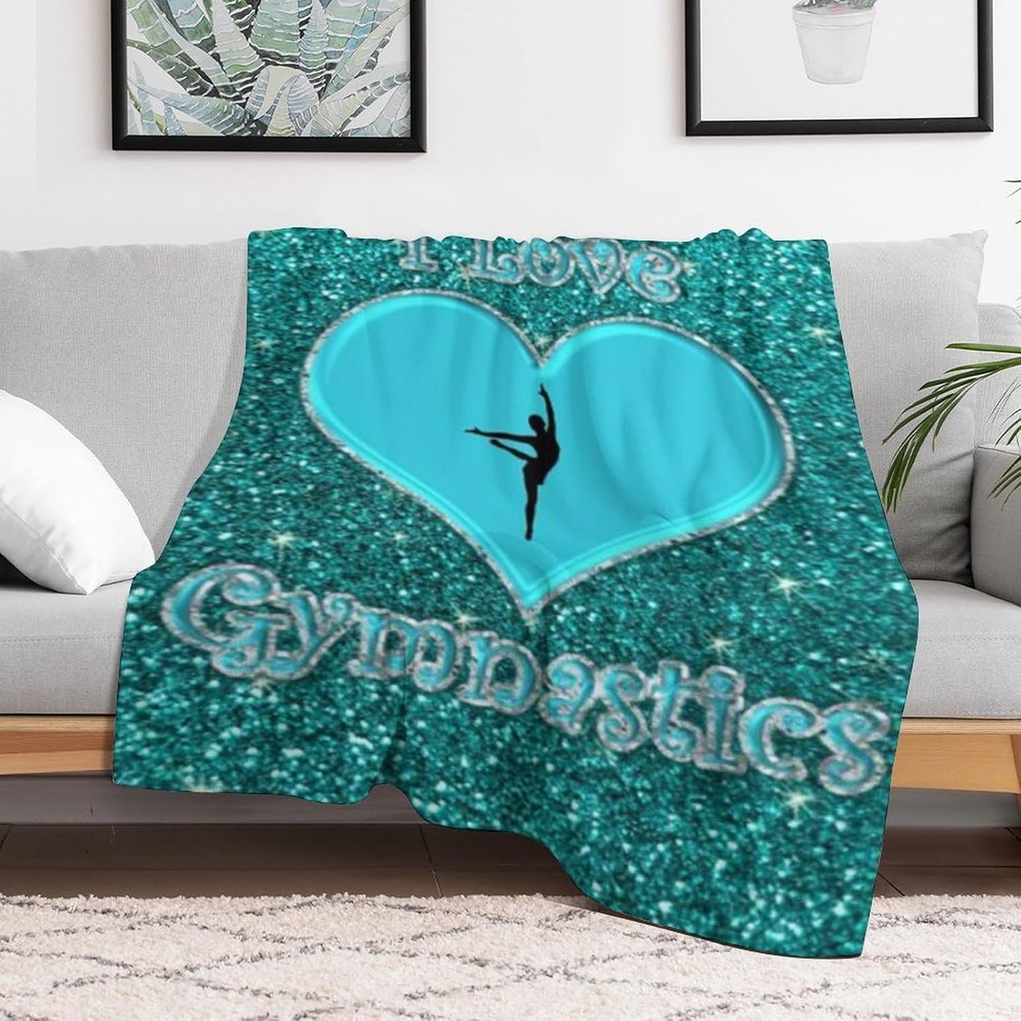 I Love Gymnastics Throw Blanket for Couch Super Soft Warm Lightweight Throw Blankets Cozy Flannel Bed Blanket Cute Decorative Blankets for All Seasons Home Decor Gift 30"*40"（76 * 100cm）