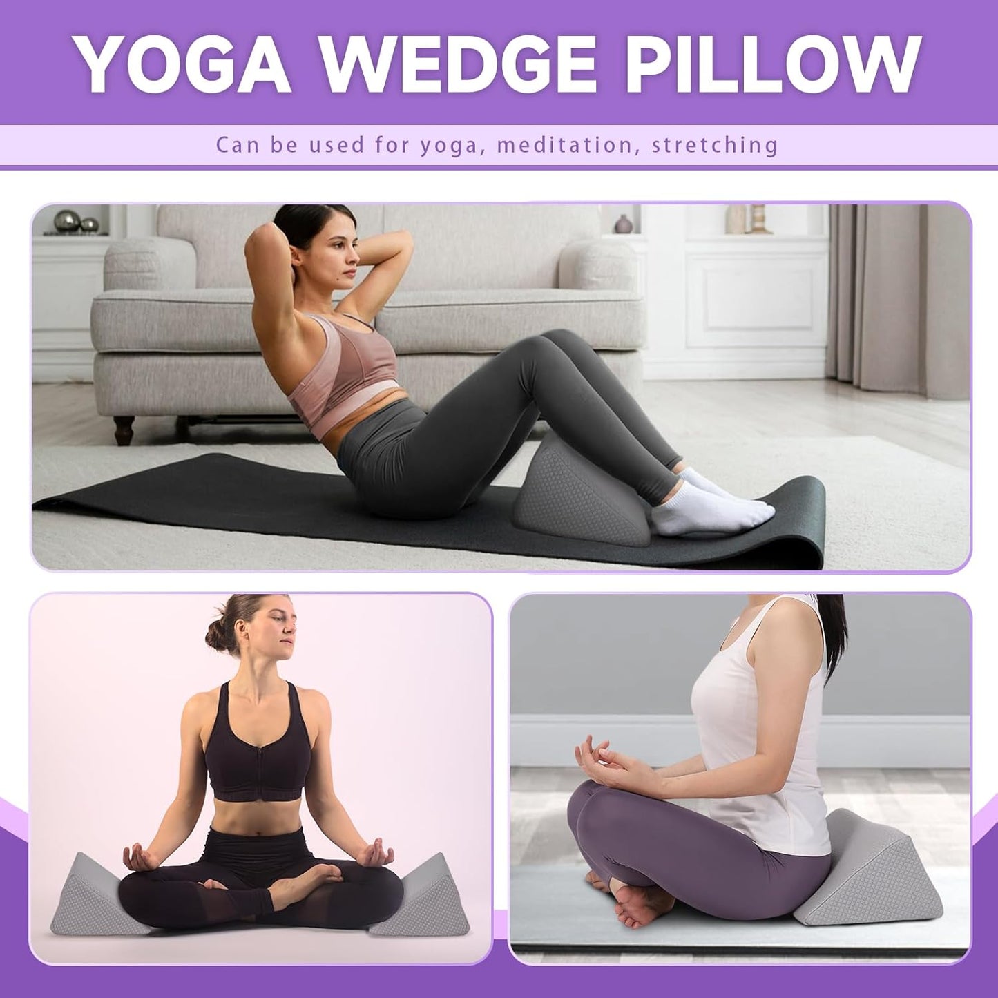 Small Wedge Pillow, Small Wedge Pillow for Sleeping, Foam Wedge for Yoga, Laptop, Memory Foam Positioning, Foam Pillow for Bed, Provide Support and Relieve Fatigue(Grey-20in)