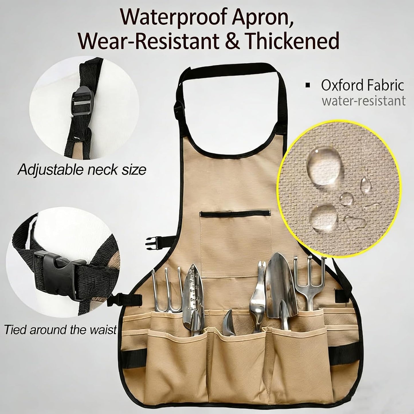 Work Tool Aprons for Men Women Waterproof Garden Apron with Pocket Torso Length Canvas Apron for Planting Woodworking