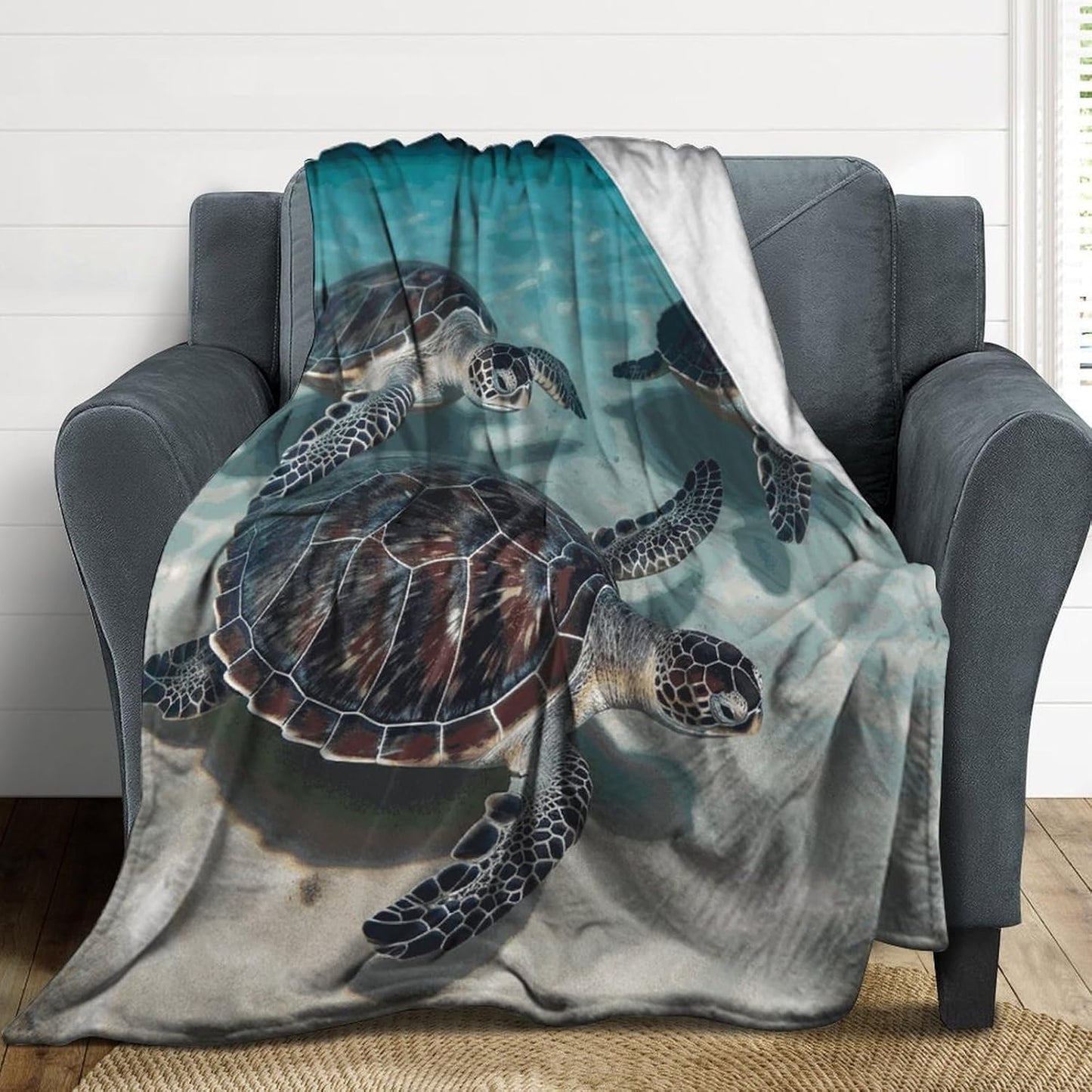 Sea Turtles Blanket Super Soft Lightweight Throw Blanket Cute Cozy Warm Bed Blanket Decorative Fuzzy Blanket All-Season Home Decor Gift for Sofa Couch Living Room 50"*60"（130 * 150cm）