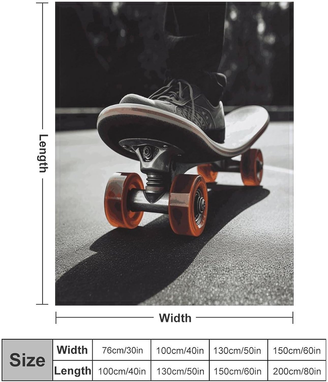 Skateboard Wheel Throw Blanket for Couch Super Soft Warm Lightweight Throw Blankets Cozy Flannel Bed Blanket Cute Decorative Blankets for All Seasons Home Decor Gift 60"*80"（150 * 200cm）
