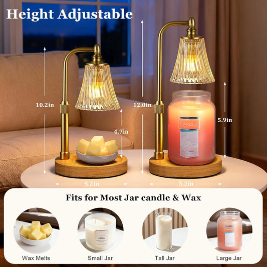 Candle Warmer Lamp with Timer Dimmable,Birthday Gifts for Women Mom Sister,Adjustable Height Wax Melt Warmer for Jar Candles,House Warming Gifts New Home,Ideal for Office,Dorm,Bedroom Home Decor