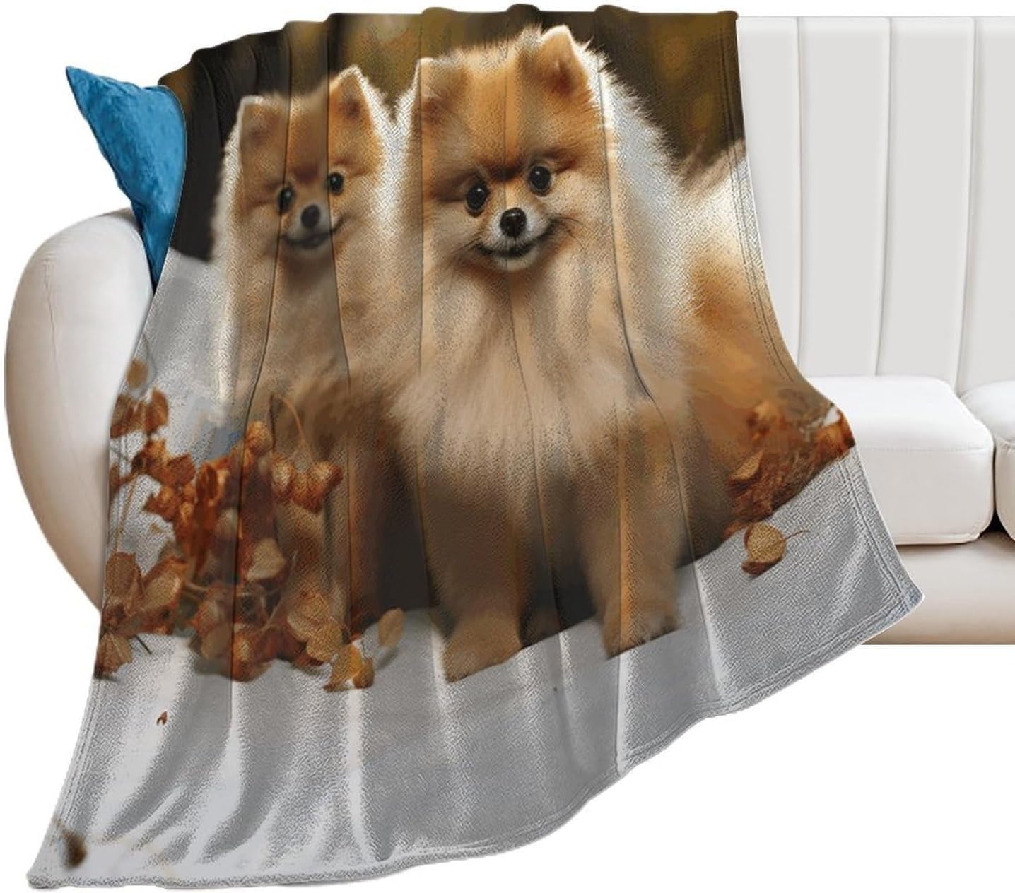 Cute Pomeranian Throw Blanket for Couch Super Soft Warm Lightweight Throw Blankets Cozy Flannel Bed Blanket Cute Decorative Blankets for All Seasons Home Decor Gift 50"*60"（130 * 150cm）