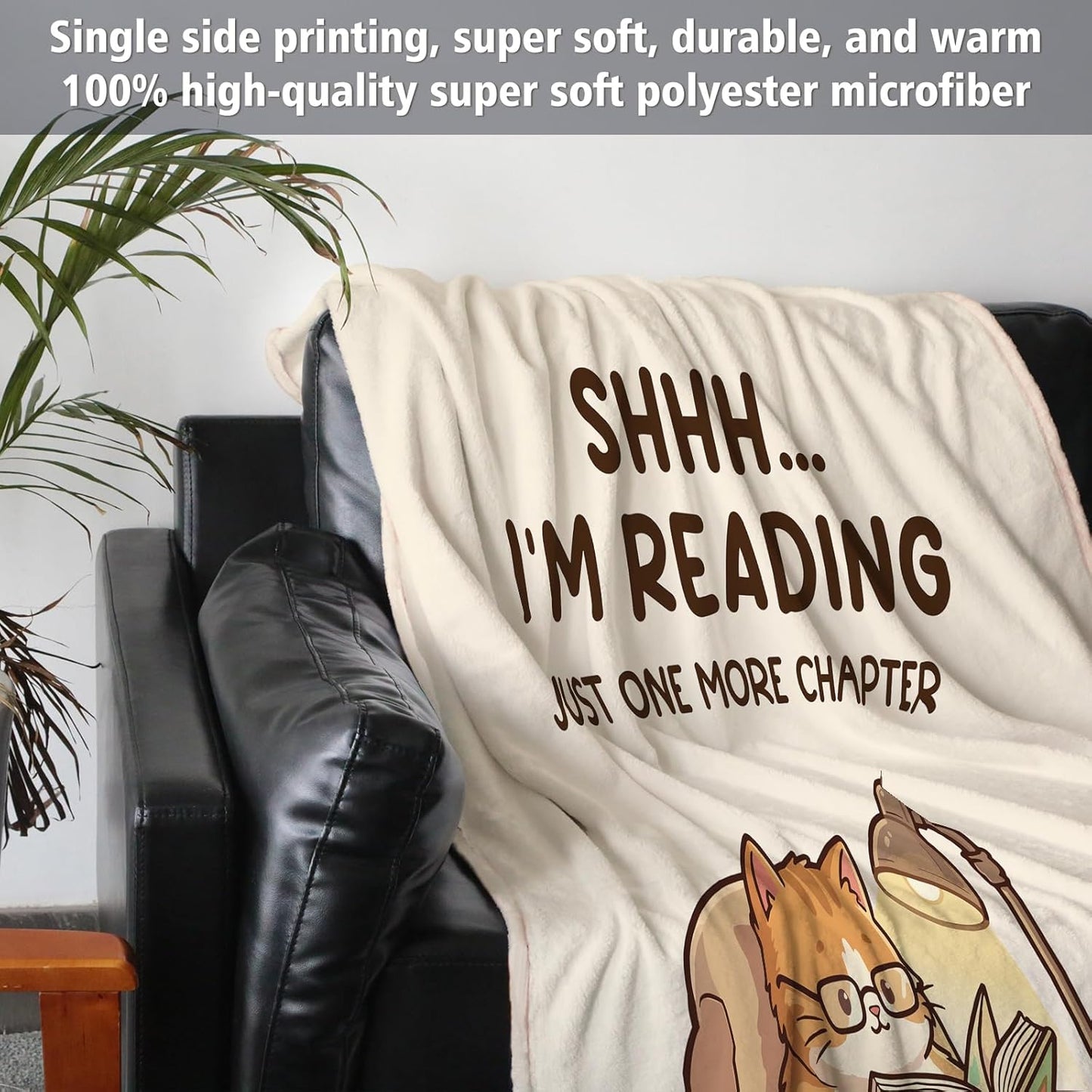 Funny Book Lovers Gifts for Women Men, Reading Blanket Gifts for Book Lovers, Reader Gift for Birthday, Reading Accessories, Bookish Bookworm Gift, Flannel Soft Throw Blanket 60"x50"