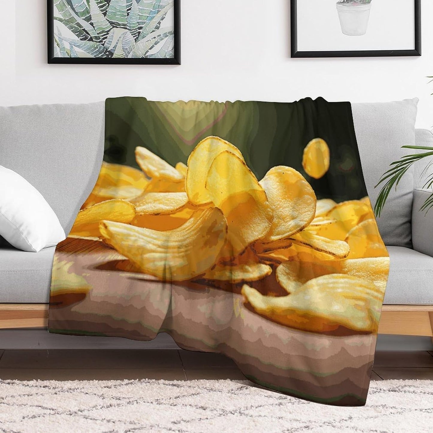 Potato Chips Blanket Super Soft Lightweight Throw Blanket Cute Cozy Warm Bed Blanket Decorative Fuzzy Blanket All-Season Home Decor Gift for Sofa Couch Living Room 50"*60"（130 * 150cm）