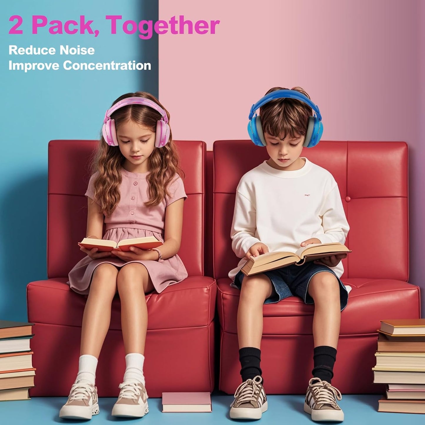 Floriogra 2 Pack Noise Cancelling Headphones for Kids, Kids Ear Protection 28dB SNR Noise Reduction Ear Muffs for Children/Toddler,Noise Cancelling Hearing Protection For Fireworks/Monster Truck