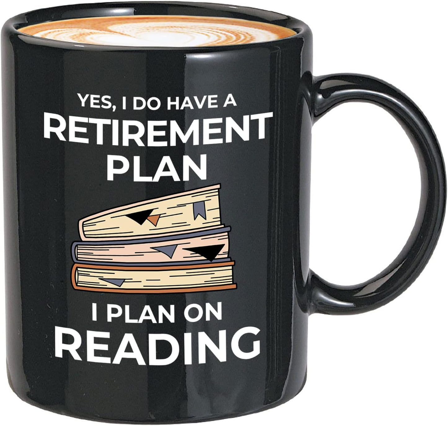 Bubble Hugs Book Lover Coffee Mug 11oz Black - Retirement Plan Reading - Reading Retired Coworker Employee Retirement Reader Stack of Books Book Lover Bookish Novelist Librarian Writer