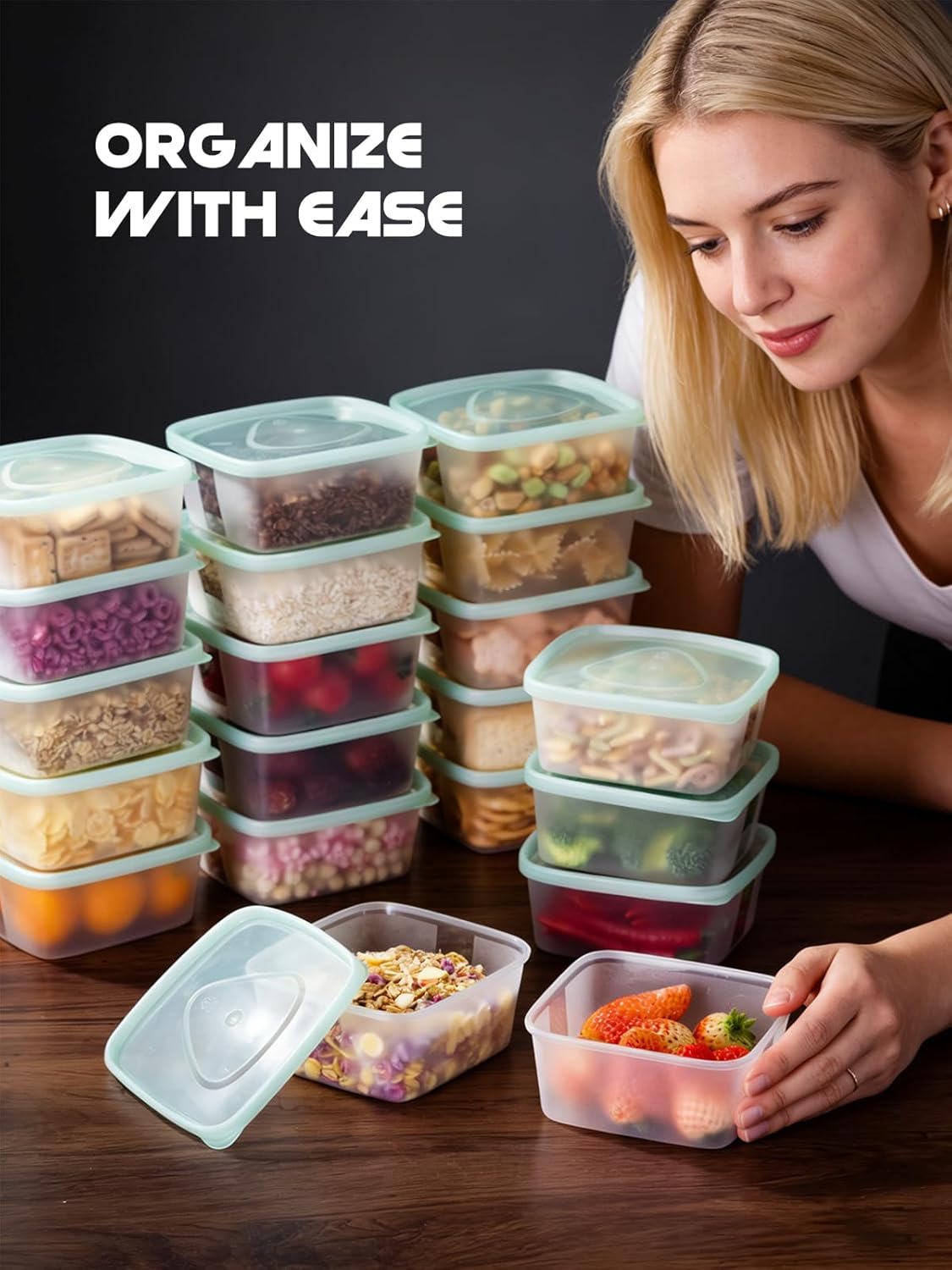 LivLab Mker 40 PCS Meal Prep Containers with Lids - Freezer Food Storage Containers Bpa-Free Reusable Lunch Boxes for Leftovers, Salad, Fruits, Snack - 20 Sets | 20 fl oz | 2.5 Cups