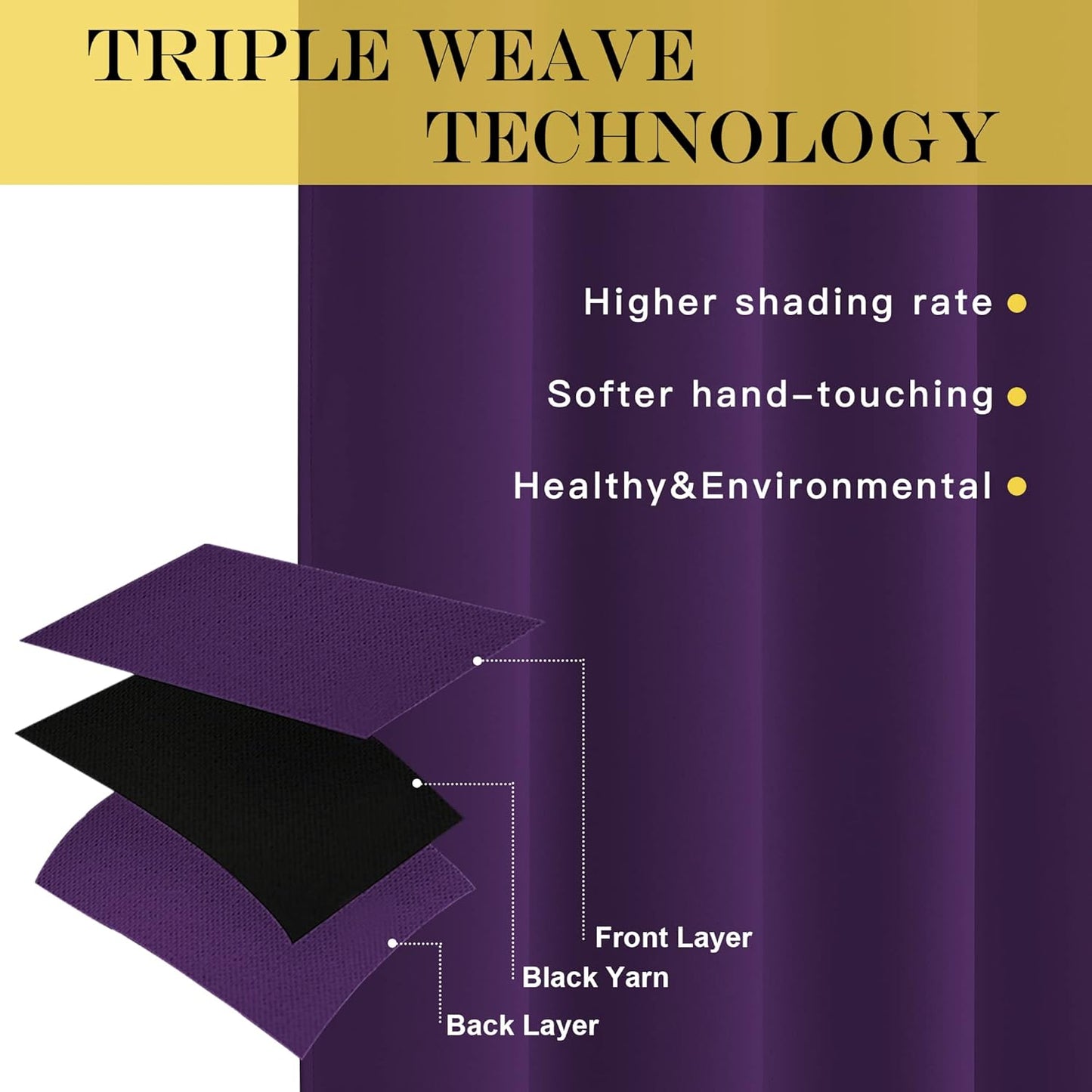 NICETOWN Blackout Blind Curtains for Windows - (Royal Purple Color) Home Fashion Thermal Insulated Room Darkening Drapery for Bedroom, 52W x 63L, Sold Individually