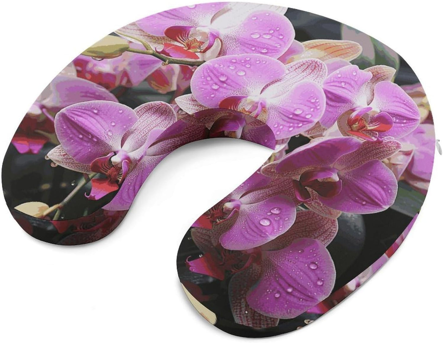 Orchids Neck Pillow Memory Foam U Shaped Pillows Portable Pillows for Shoulder Travel Head Support Pillow with Concealed Zipper for Airplane Car Home Office