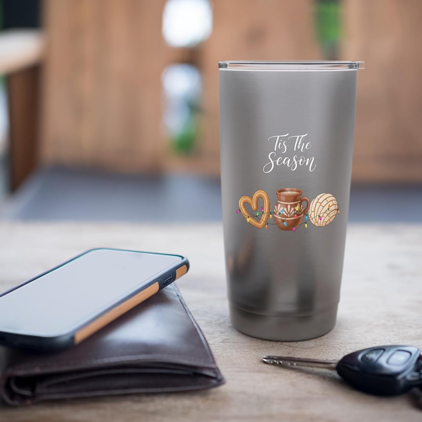 Tis The Season Latino Christmas Kids Pan Dulce Hot Cocoa Stainless Steel Insulated Tumbler