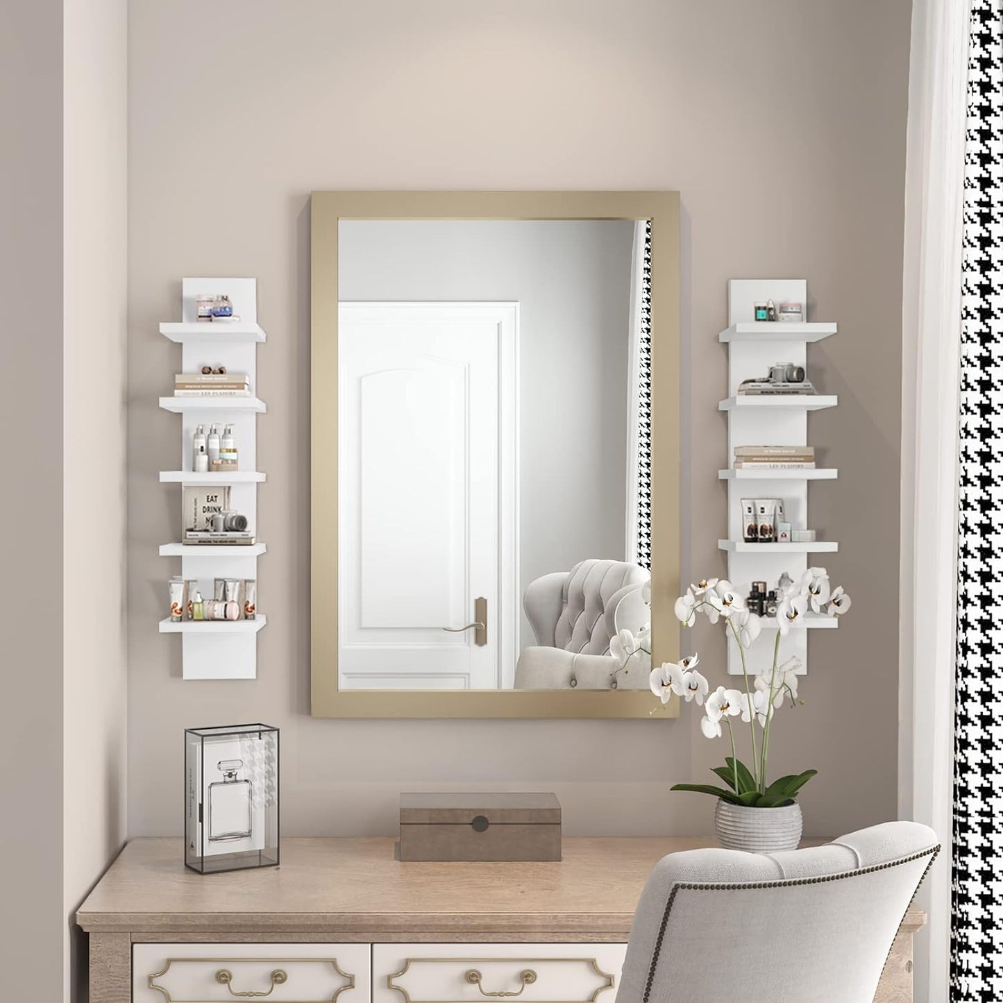 Homaterial 5 Tier Wall Shelf Unit, Small White Vertical Floating Shelf-Narrow Decorative Wall Mount Modern Wall Decor Shelves for Bedrooms, Living Rooms