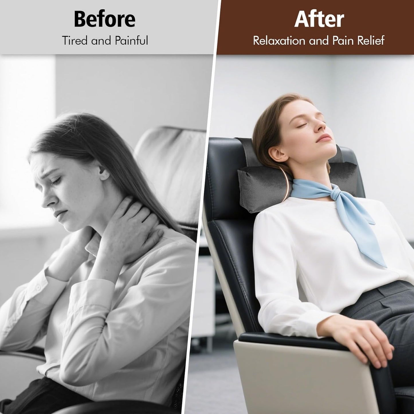 WdFour Velvet Neck & Head Pillow for Recliner Chair, Small Ergonomic Cervical Support Pillow for Home, Office and Travel, Non-Slip Cushion for Tension Relief & Shoulder Comfort (Dark Gray)