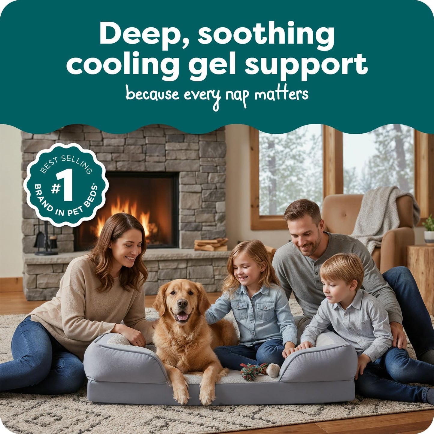 FurHaven Cooling Gel Dog Bed for Large Dogs, Perfect Comfort Sofa Bed with Cool Gel-Top Foam with a Solid Orthopedic Foam Base for Joint Support, Washable Cover, Jumbo XL, Plush & Velvet, Granite Gray