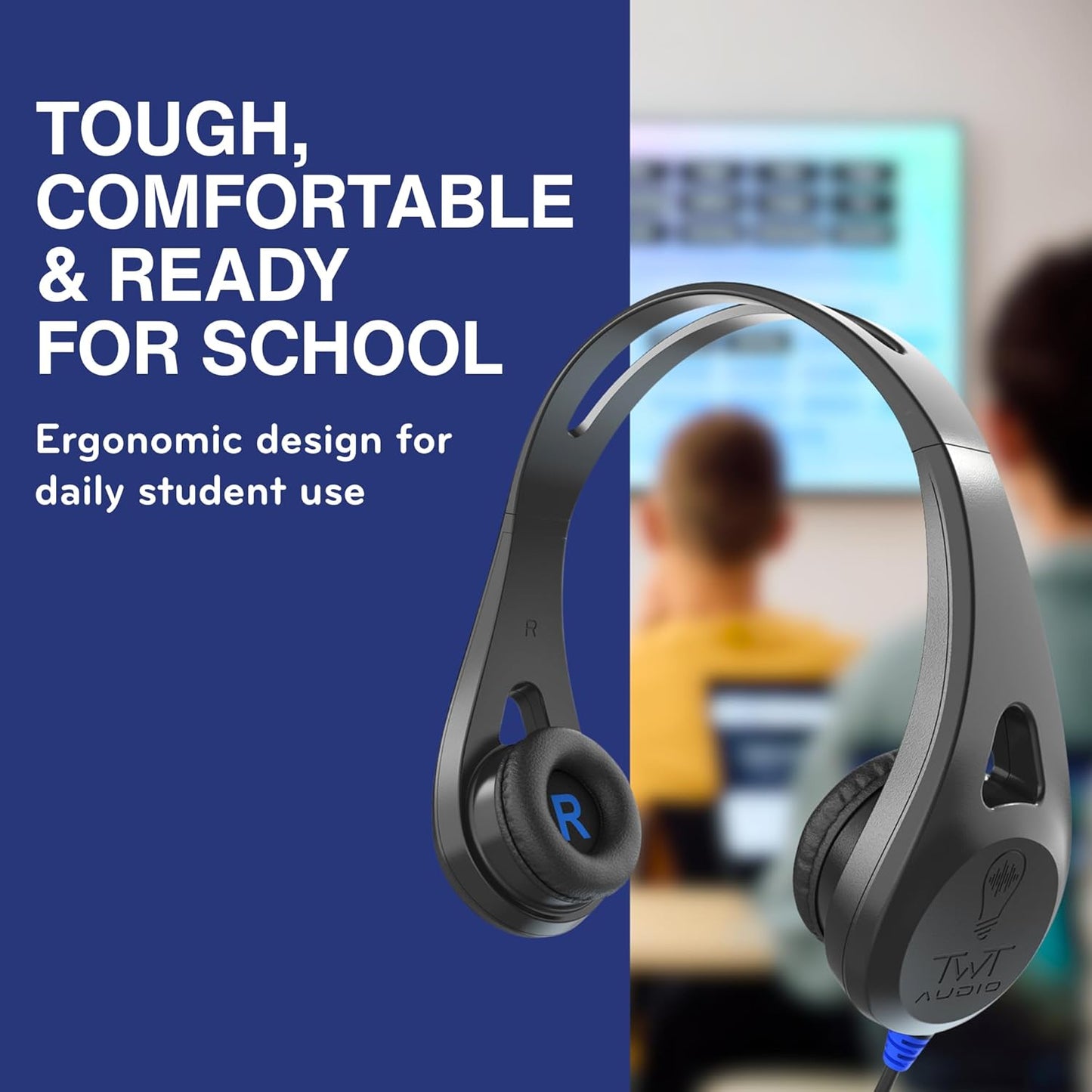 ThinkWrite Technologies / TWT Audio Ergo, TW100 | Premium On-Ear Noise Reducing Ergonomic Black Headphone (3.5MM)