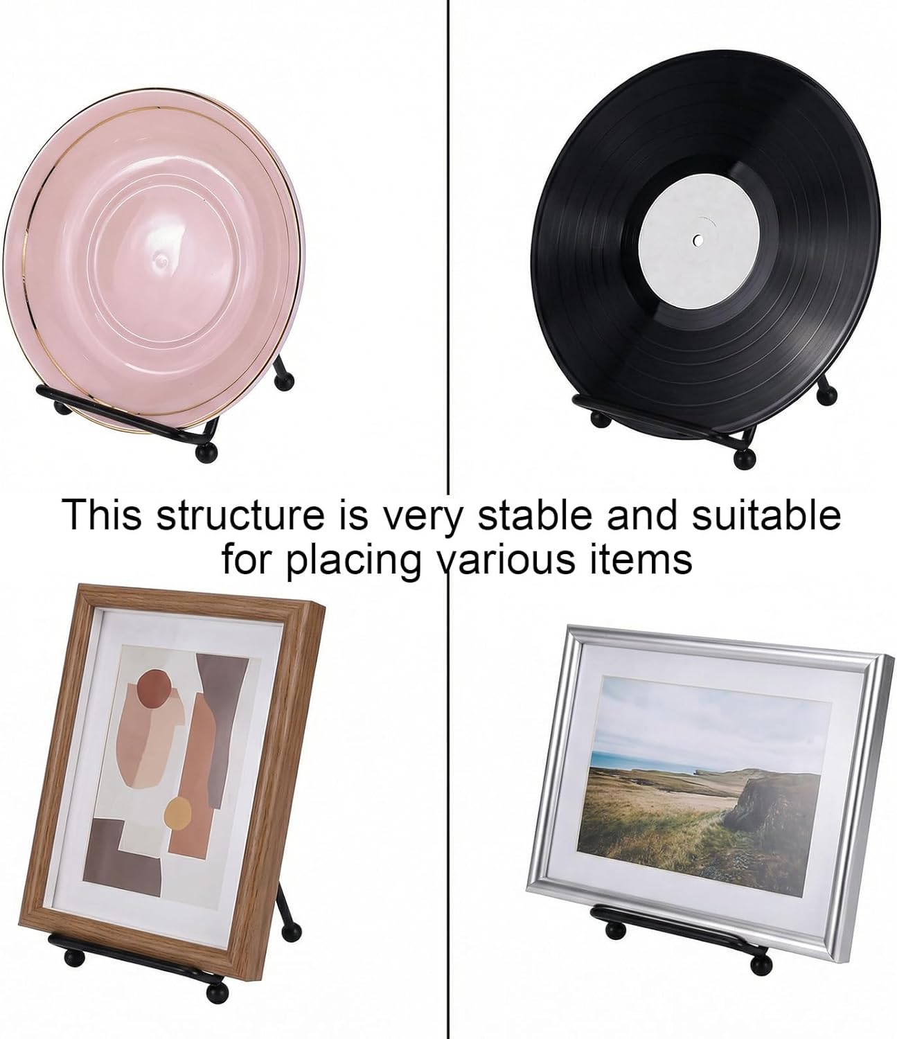 4 Pcs Small Plate Stands for Display, 2 Inch Plate Holders for Displaying, Black Picture Frame Stand, Small Easel Plaque Stand for Picture, Book, Photo Easel, Creation, Square Mobile Phone