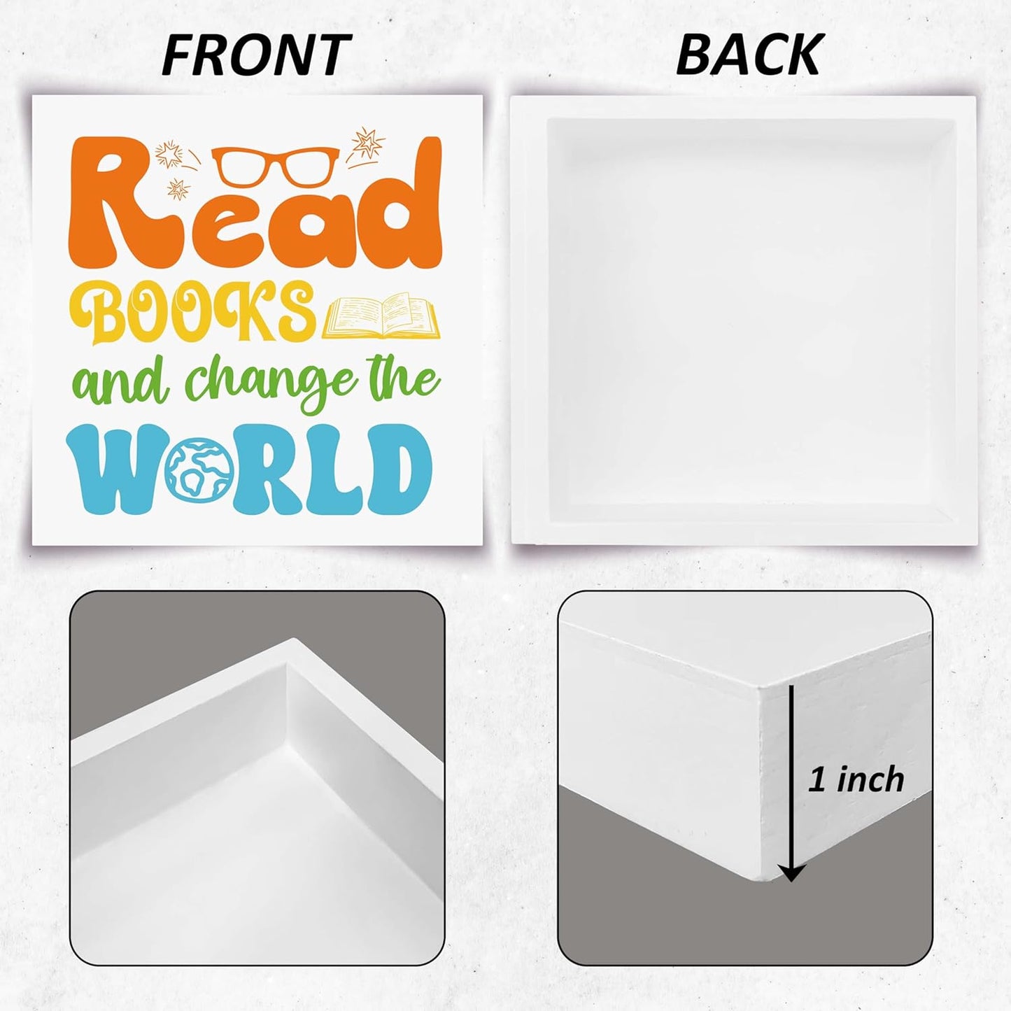 Inspirational Wooden Box Sign, Read Books & Change The World, Motivational Desk Decoration for Bedroom, Classroom, Library, Dorm, Reading Room, Gifts for Back-to-school Season, Birthday. (037)
