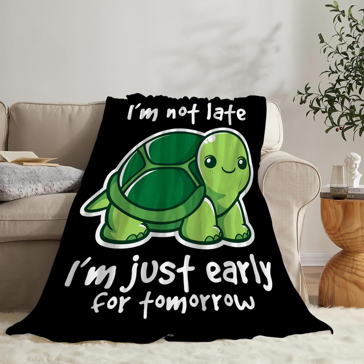 Turtle Blanket Soft Green Turtle Throw Blanket Fuzzy Plush Warm Cozy Fleece Lightweight Flannel Blankets Turtles Stuff Decor Gift for Adults Women Girls Men 50"x40"