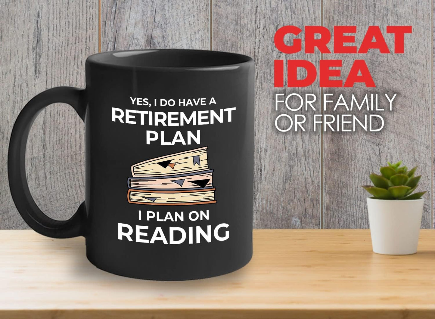 Bubble Hugs Book Lover Coffee Mug 11oz Black - Retirement Plan Reading - Reading Retired Coworker Employee Retirement Reader Stack of Books Book Lover Bookish Novelist Librarian Writer