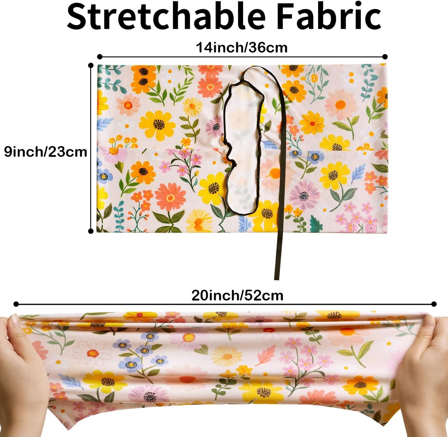 Anseal 1 Pack Floral Pattern Stretchable Book Sleeve Cover for Paperbacks Hardcovers Textbooks up to 9" x 12", Washable Reusable Book Protector with 2 Labels