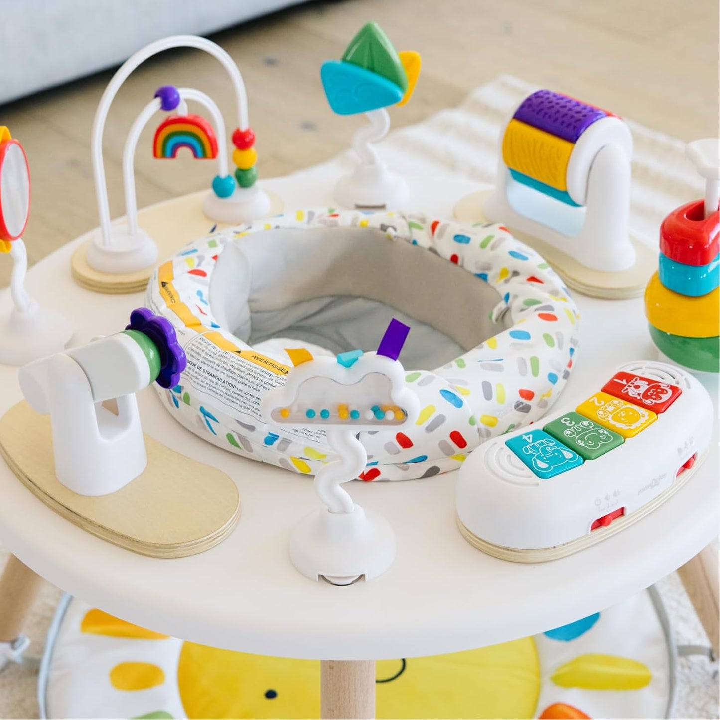 Move2Play 4-in-1 Baby Activity Center | Montessori-Inspired Design | 8 Interactive Toys | Tummy Time, Exersaucer & Toddler Table | Shower Gift | Essential | Must Have for 3, 6, 12 Month Old (Sun)