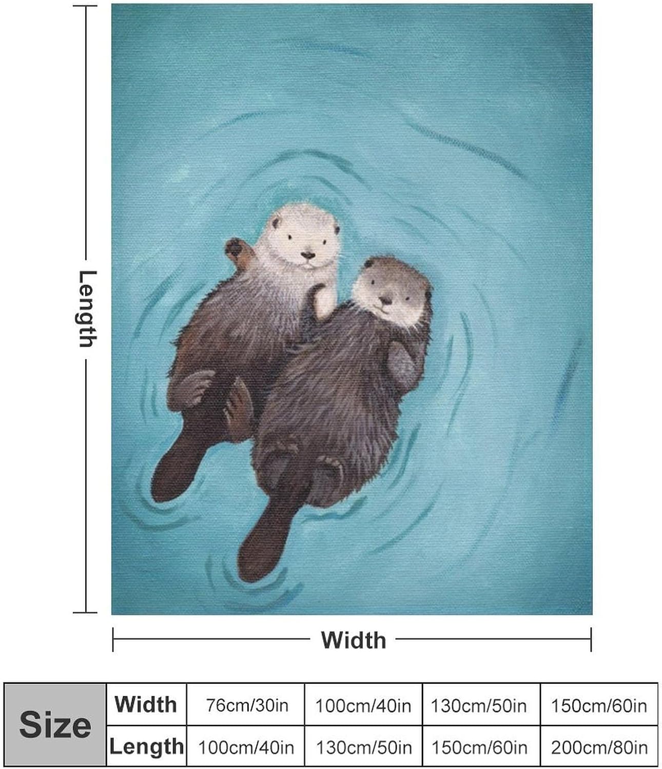 Otters Holding Hands Throw Blanket for Couch Super Soft Warm Lightweight Throw Blankets Cozy Flannel Bed Blanket Cute Decorative Blankets for All Seasons Home Decor Gift 50"*60"（130 * 150cm）
