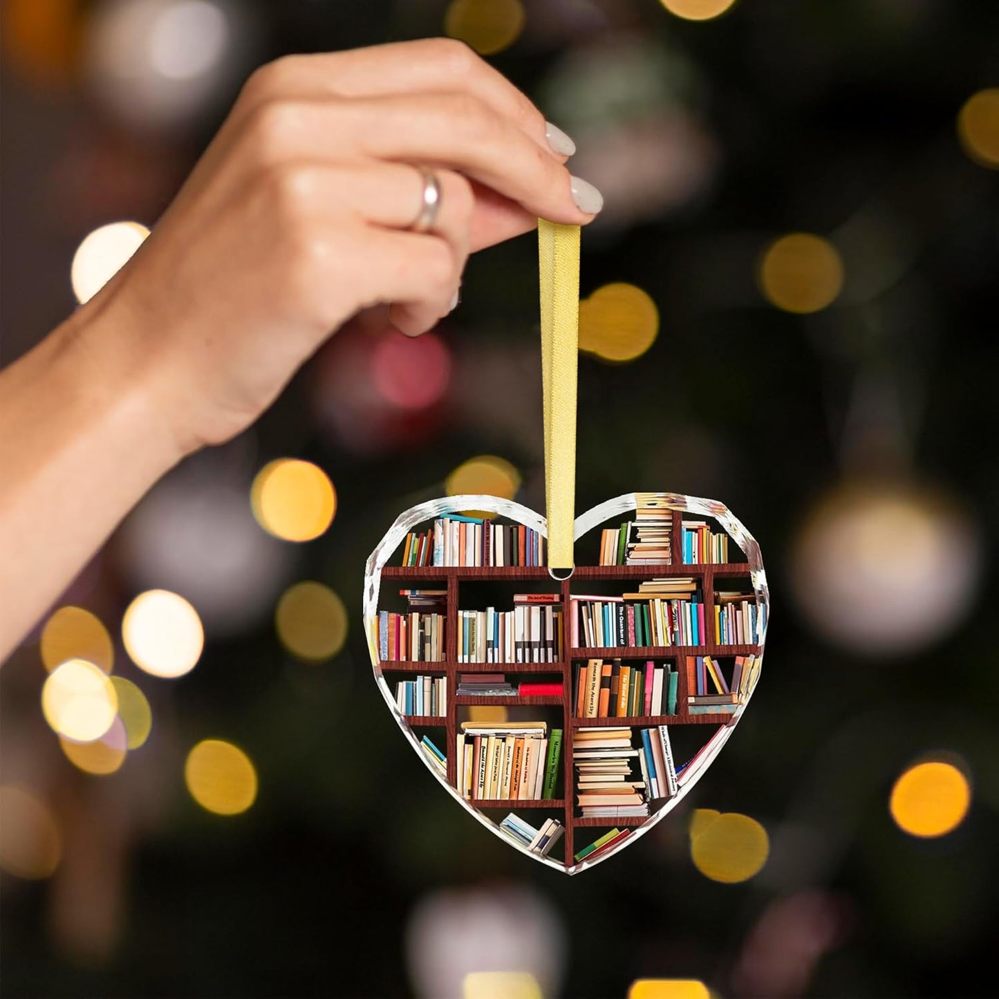 Crystal Book Lovers Gifts Hanging Christmas Ornament,Glass Hanging Book Themed Decoration for Readers, Bookworms, Reading Books Club